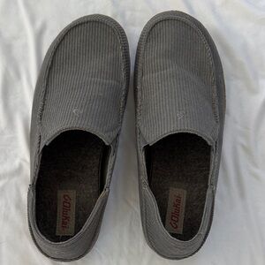 OluKai Men's Charcoal Corduroy Slip-On Loafers